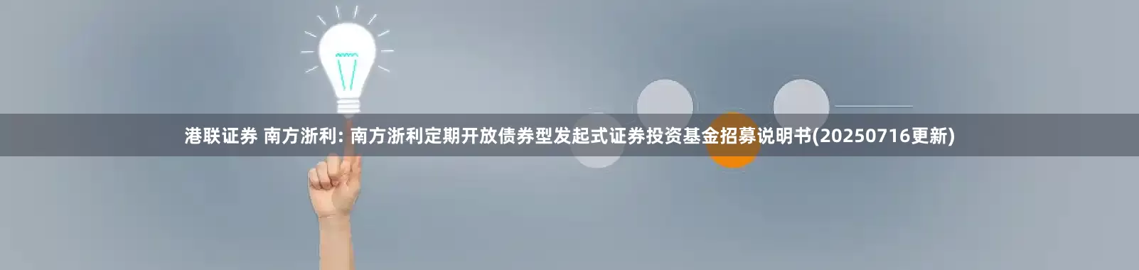港联证券 南方浙利: 南方浙利定期开放债券型发起式证券投资基金招募说明书(20250716更新)